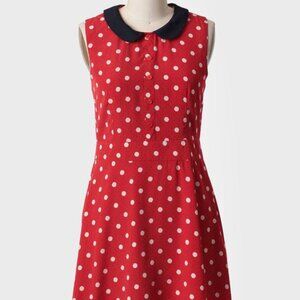 Modcloth - Red and White Polkadot Peter Pan Collar Dress